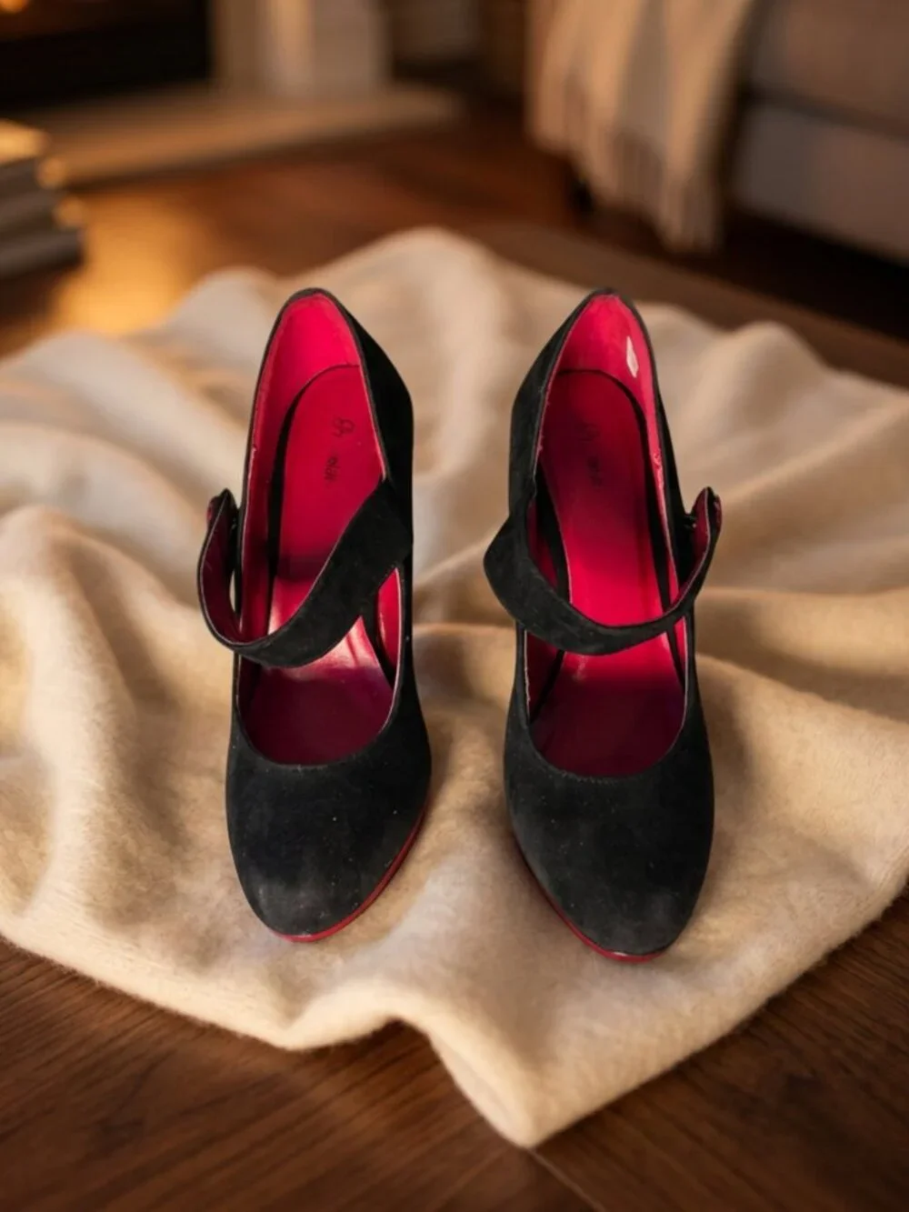 Black Suede Mary Jane Heel